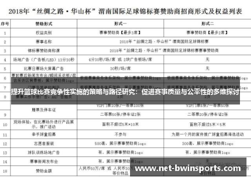 提升篮球比赛竞争性实施的策略与路径研究：促进赛事质量与公平性的多维探讨